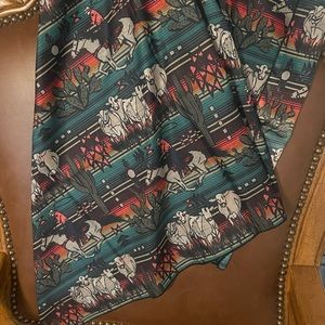 Crazy Train Wild Rag Scarf Western Cowboy Cowgirl Rodeo Ranch Cows Horses Aztec